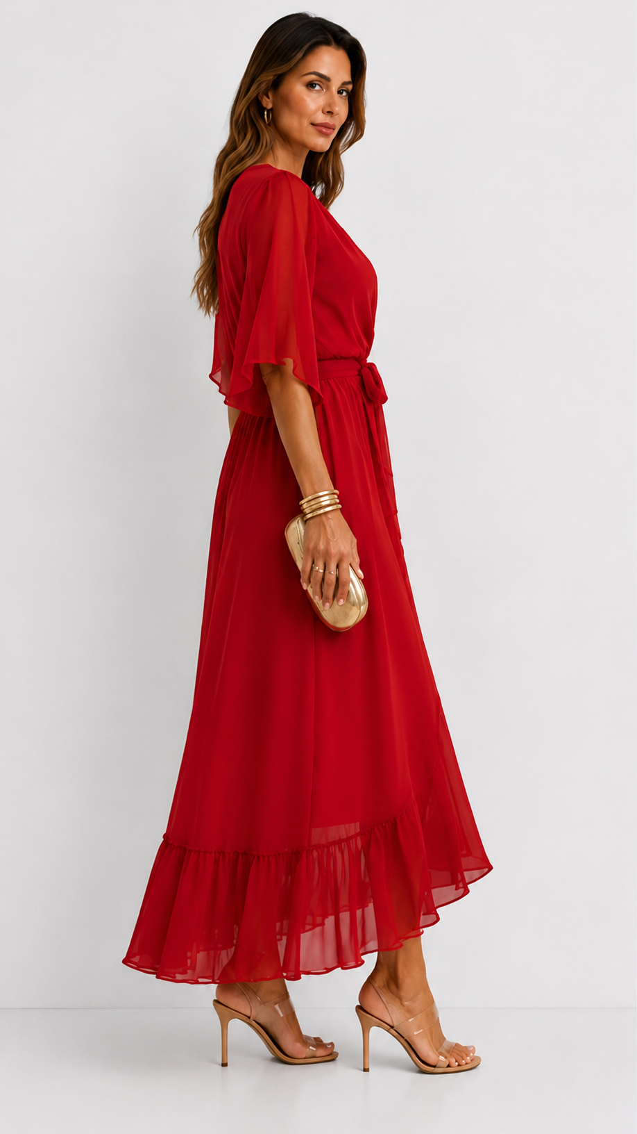 Robe Portefeuille Femme en Mousseline Fluide