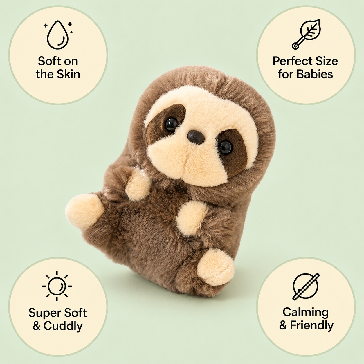 Knuffel – Zachte luiaard van 14 cm voor baby’s en kinderen, ideaal als speelgoed of als decoratie voor de kinderkamer
