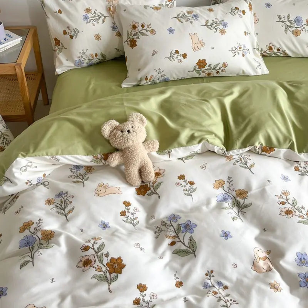 Floral-print duvet cover – Soft polyester, elegant style for the bedroom