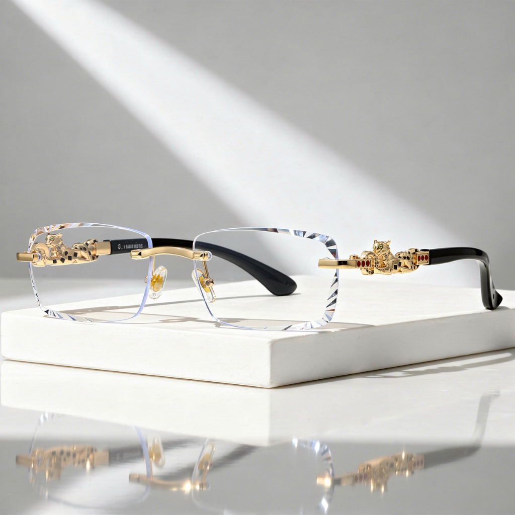 Lunettes de Soleil Pour Tous Monture Façon Panthère Dorée