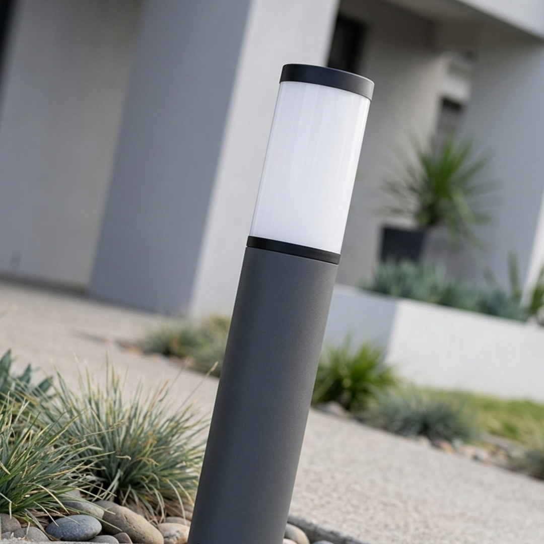 Lampes Solaires de Jardin LED en Lot de 2 – Bornes Extérieures Noires