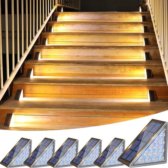 Trapverlichting op zonne-energie – Warmwitte LED’s, weerbestendig ontwerp voor trappen of terrassen