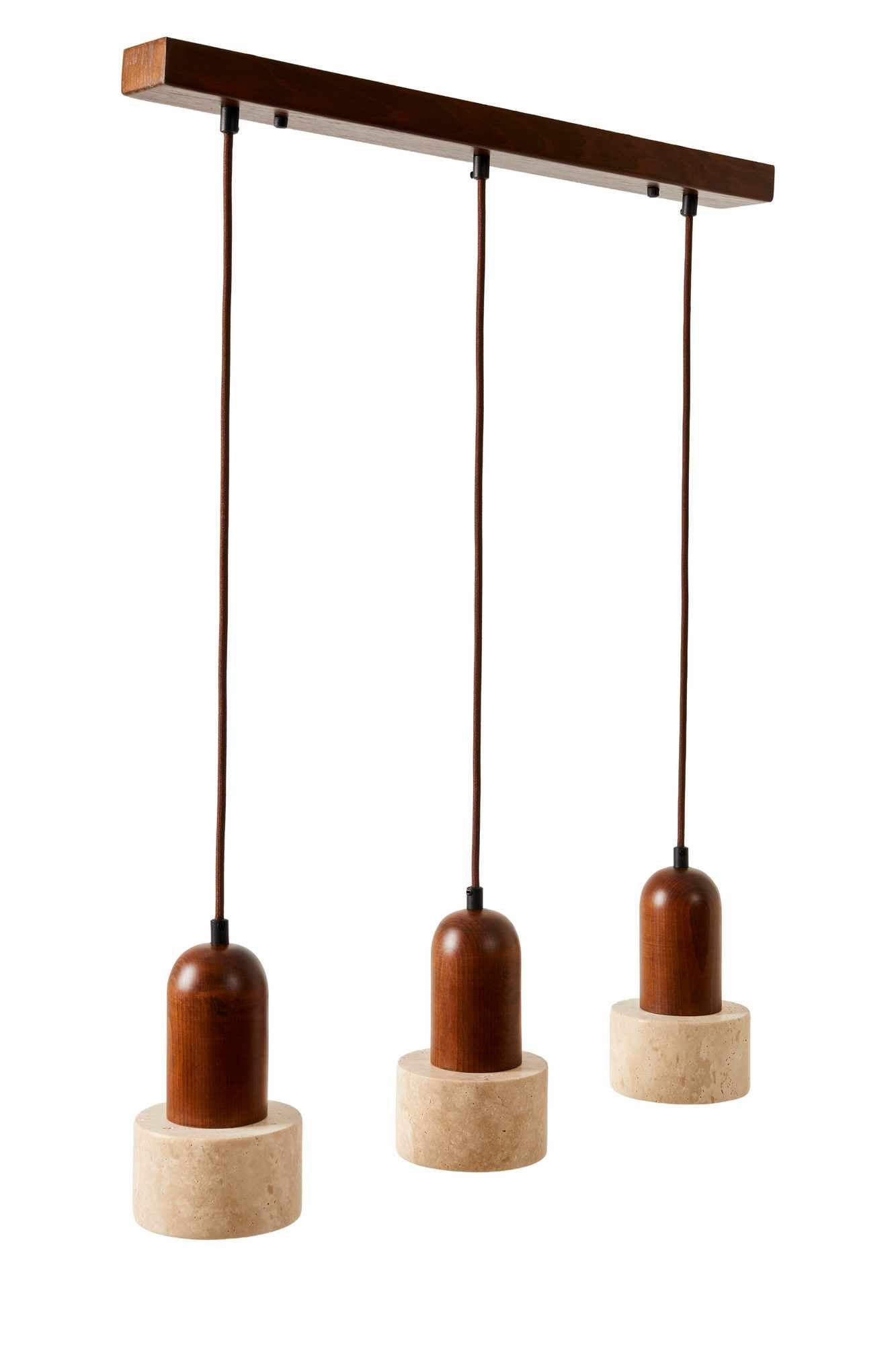 Pendant Light – Walnut and Travertine, Minimalist Design for a Dining Table or Kitchen Island