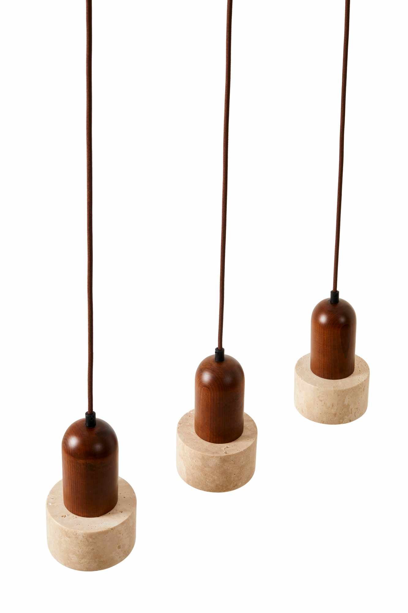 Pendant Light – Walnut and Travertine, Minimalist Design for a Dining Table or Kitchen Island