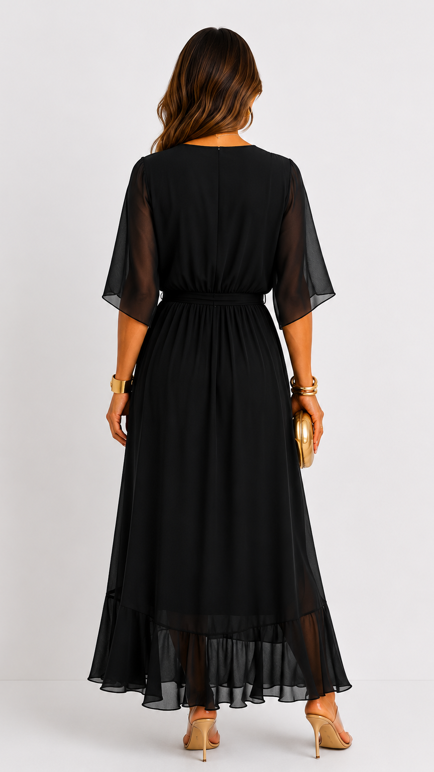 Robe Portefeuille Femme en Mousseline Fluide