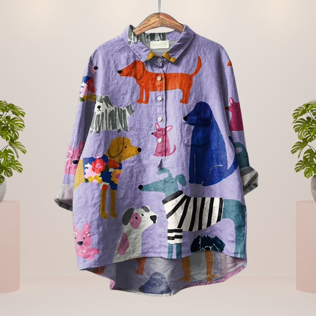 T-shirt Femme Imprimé Coloré Motifs Animaux et Fleurs