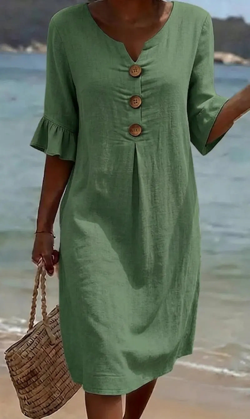 Robe Femme Ample à Nœud, Manches Fluides en Polyester