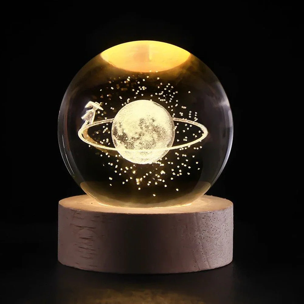 Lampe de Chevet Boule de Cristal Gravée 3D