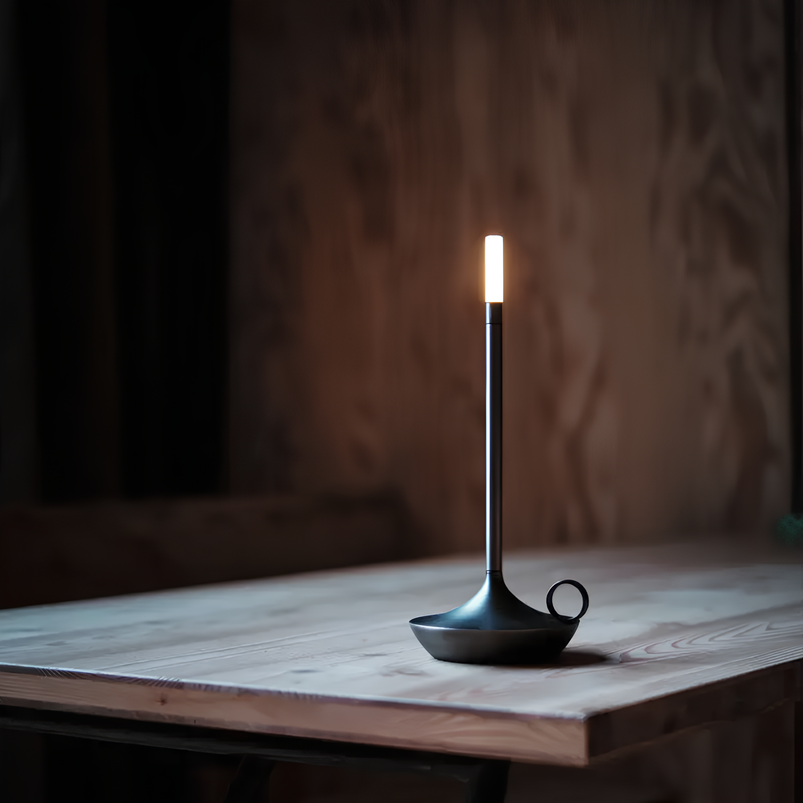 Dimmer Candle Holder – Brushed Aluminum, Scandinavian Design for Living Room or Dining Table Decor