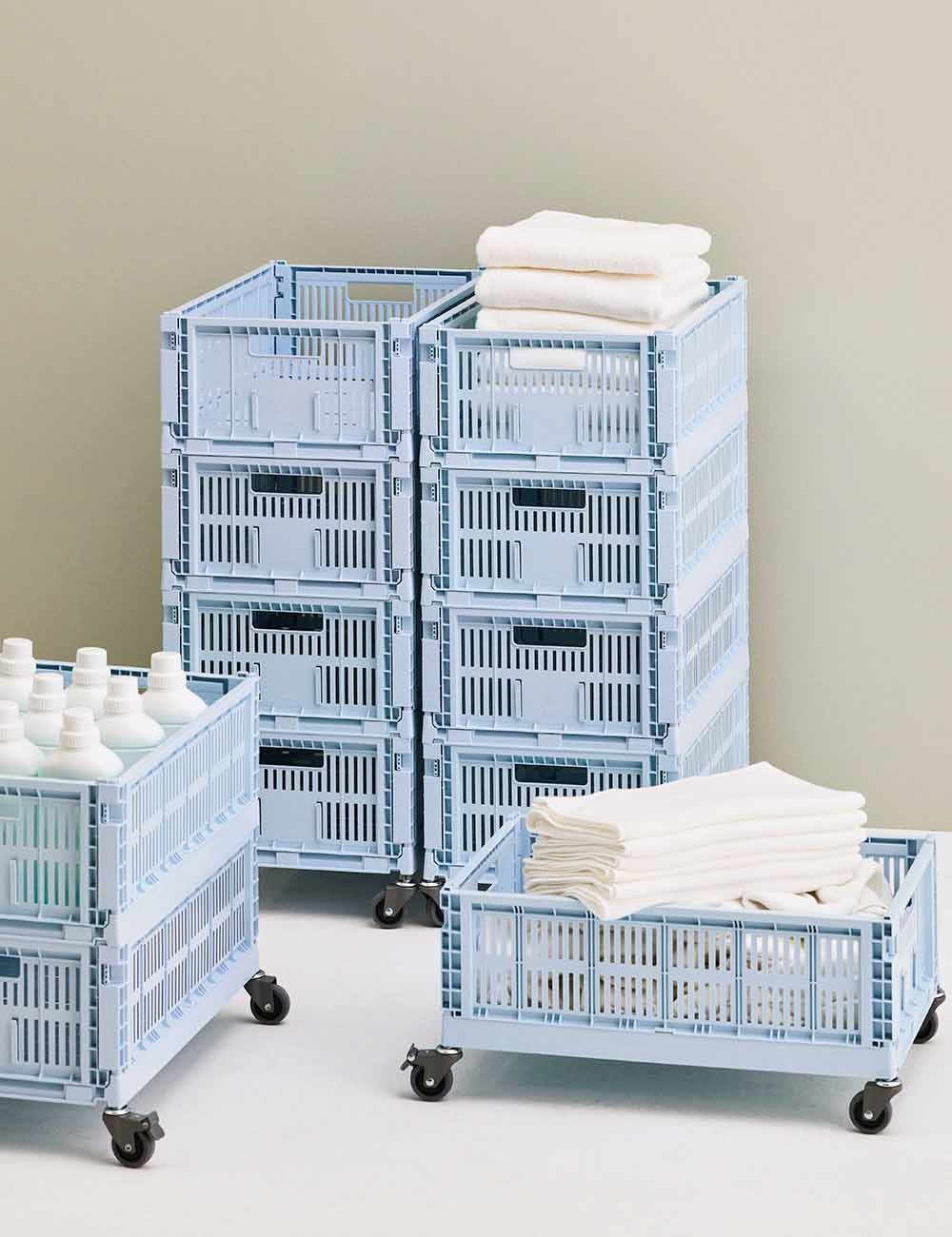Pudełko do przechowywania – w 100% z tworzywa sztucznego pochodzącego z recyklingu, z perforowanym wzorem, dostępne w różnych kolorach, do salonu lub pokoju dziecięcego
