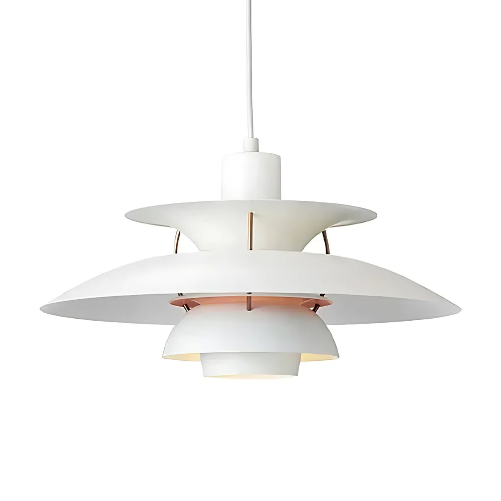 Suspension danoise – Métal superposé, design coloré pour table à manger ou salon