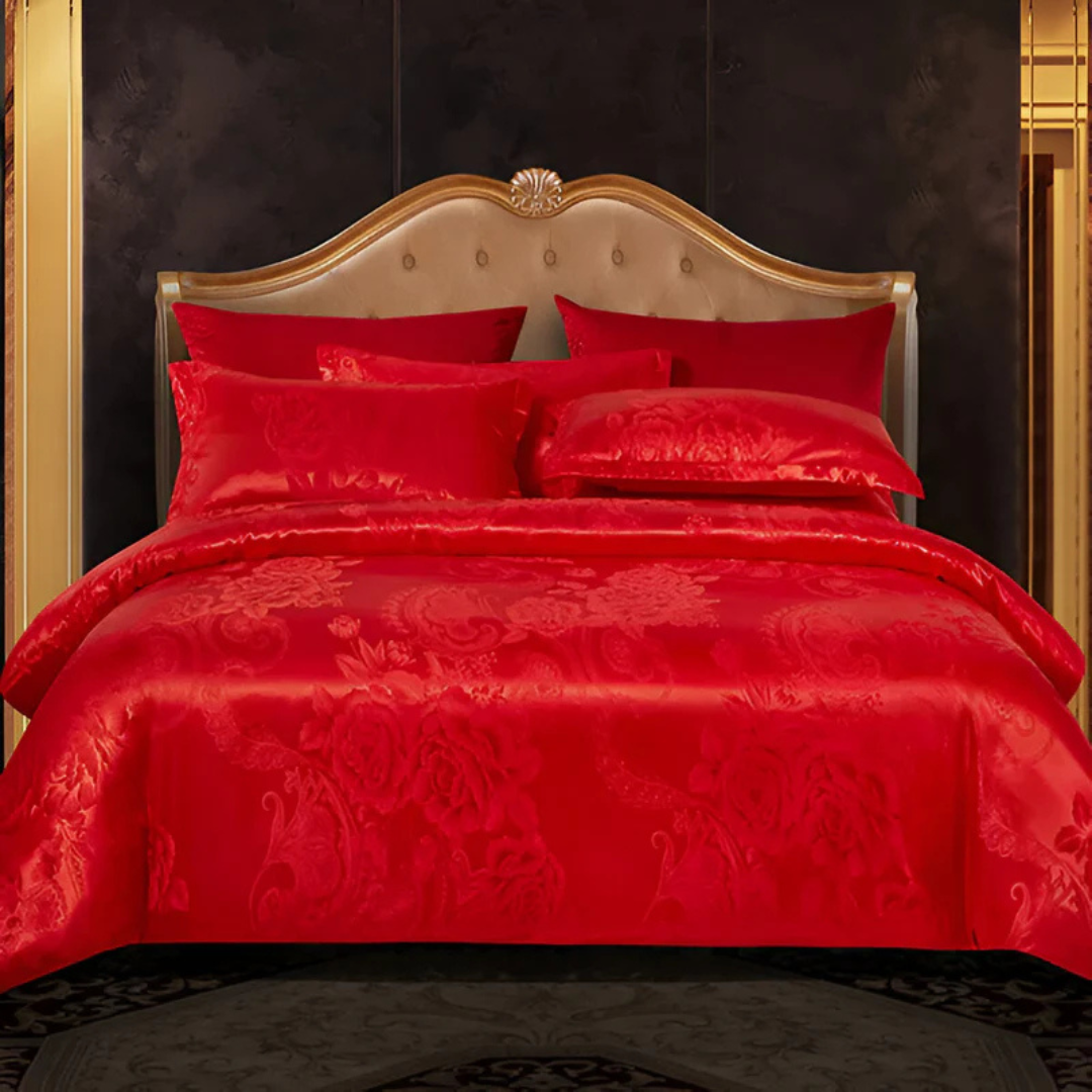 Satin Duvet Cover – Floral Print, Elegant Style for Bedroom Decor
