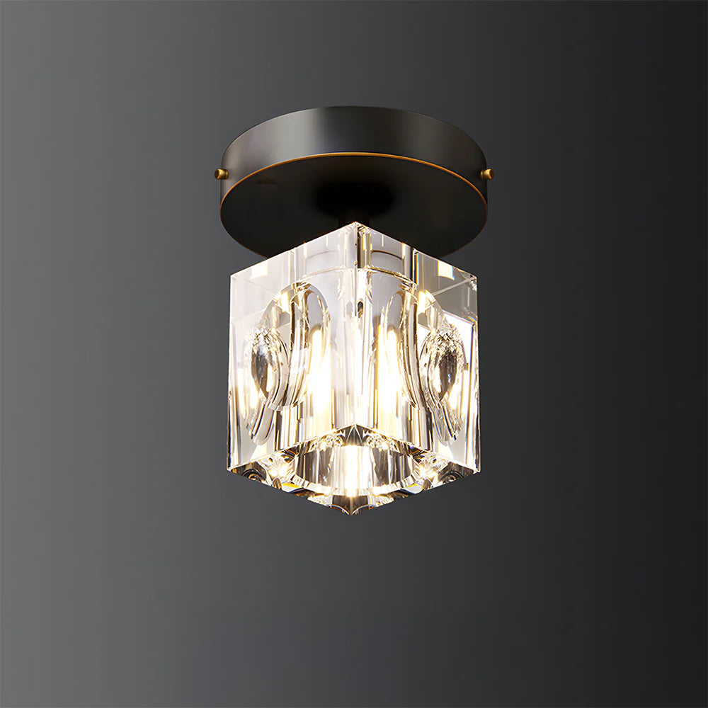 Plafonnier Design à Cristaux Géométriques et Fixation Métallique
