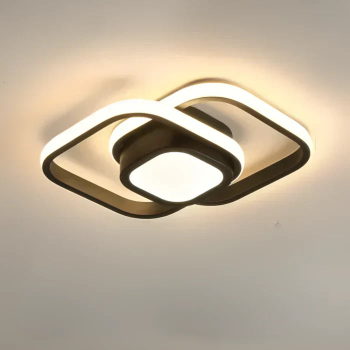 Moderne LED Plafondlamp – Aluminium en Acryl, Dubbel Ring Design in Warm Wit