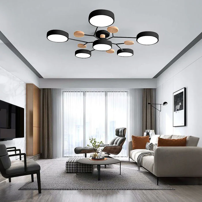 Plafonnier LED Rond en Fer - Lustre Semi-Encastré Design Contemporain