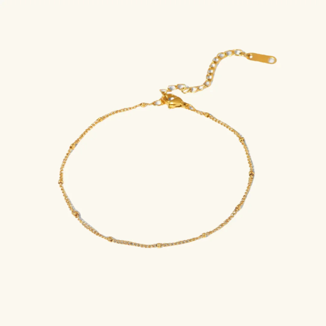 Bracelet de Cheville Plaqué Or avec Zircons, Ajustable et Résistant à l'Eau