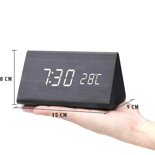 Wooden Alarm Clock – LED Display with Voice Control for Modern Interior Decor