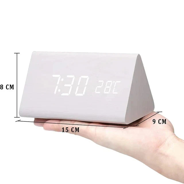 Wooden Alarm Clock – LED Display with Voice Control for Modern Interior Decor