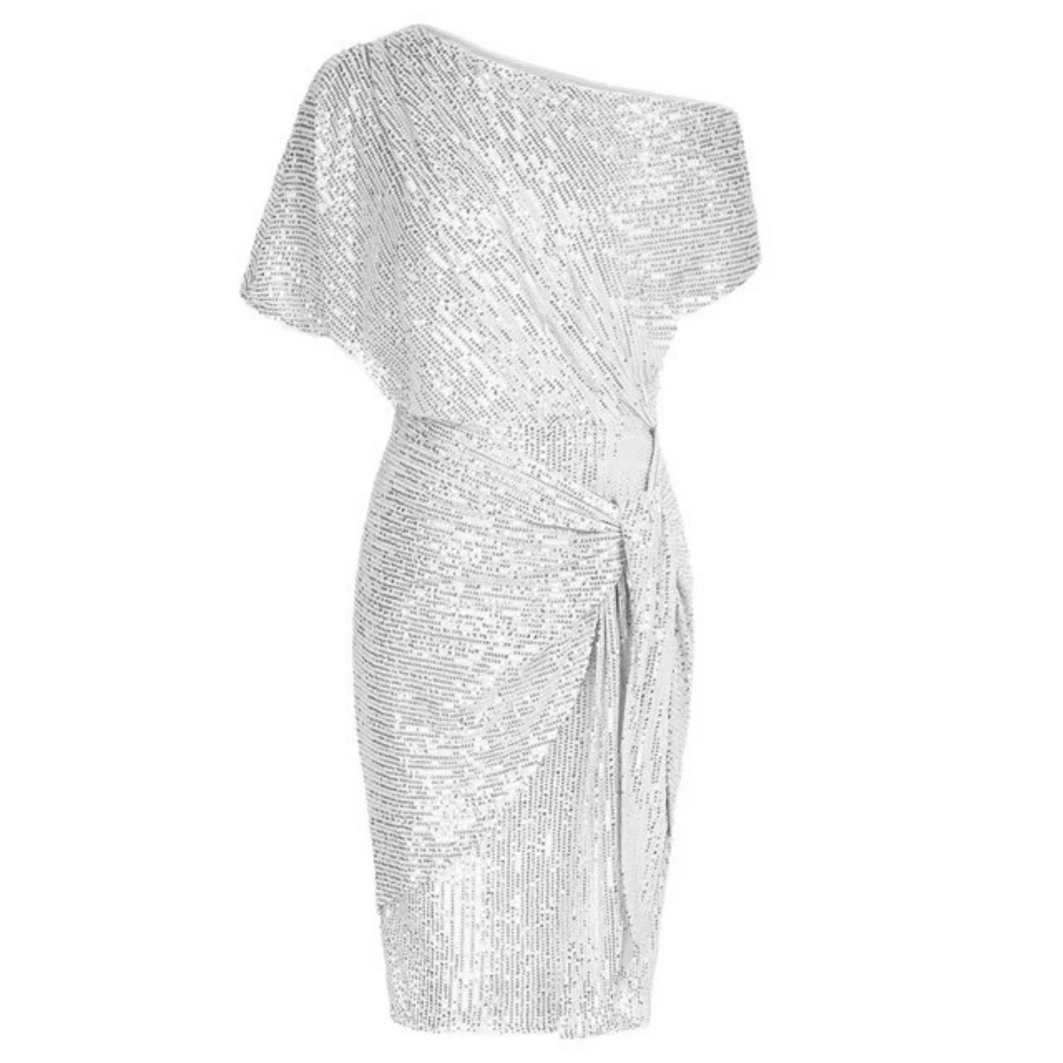 Robe Femme à Paillettes Cocktail Asymétrique Genou