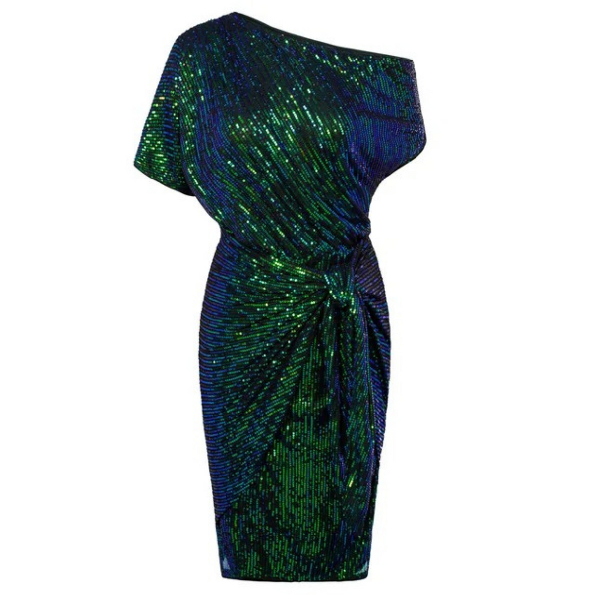 Robe Femme à Paillettes Cocktail Asymétrique Genou