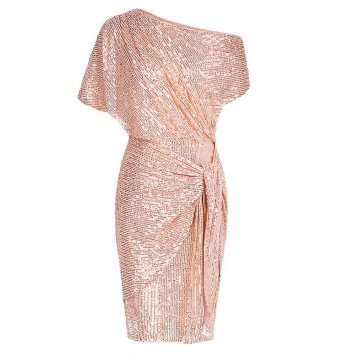 Robe Femme à Paillettes Cocktail Asymétrique Genou