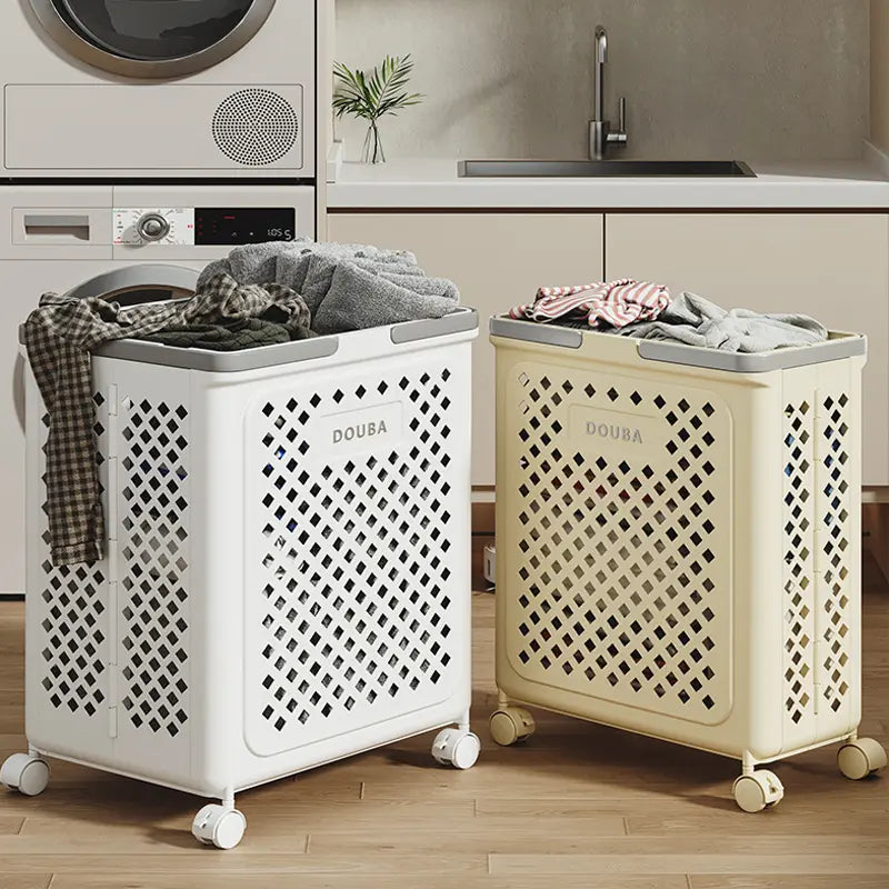 Opvouwbare Wasmand met Wieltjes – Duurzaam PP-Kunststof, 30L/45L, Ruimtebesparend voor Badkamer of Slaapkamer