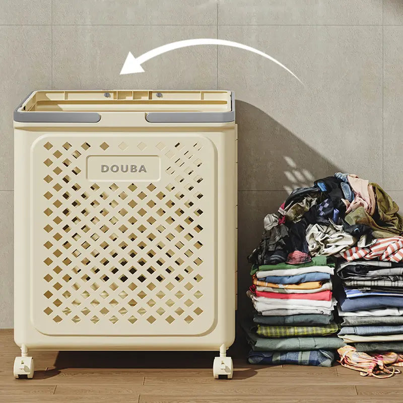 Opvouwbare Wasmand met Wieltjes – Duurzaam PP-Kunststof, 30L/45L, Ruimtebesparend voor Badkamer of Slaapkamer