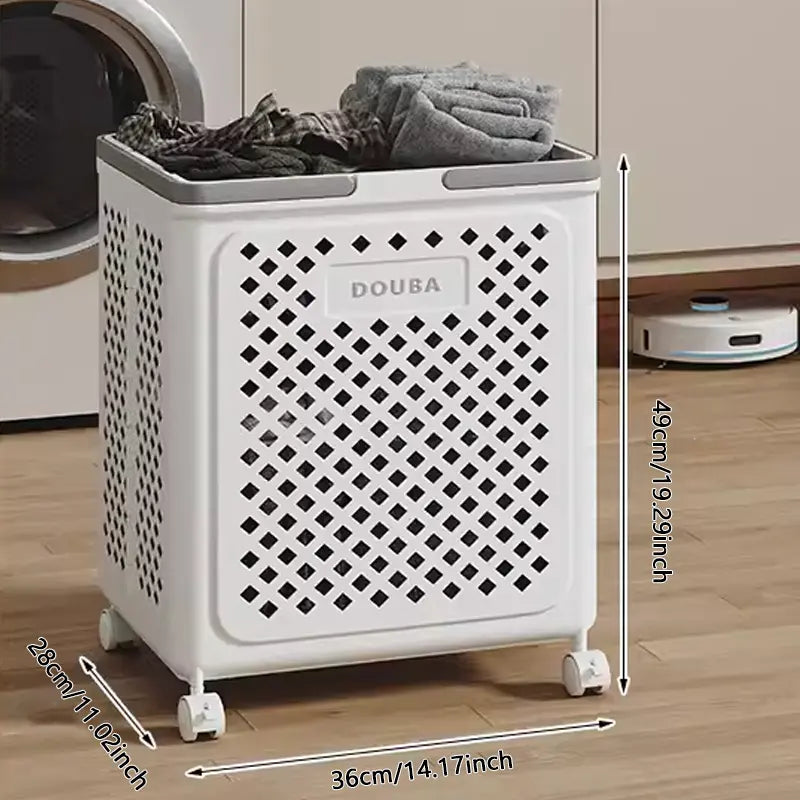 Opvouwbare Wasmand met Wieltjes – Duurzaam PP-Kunststof, 30L/45L, Ruimtebesparend voor Badkamer of Slaapkamer