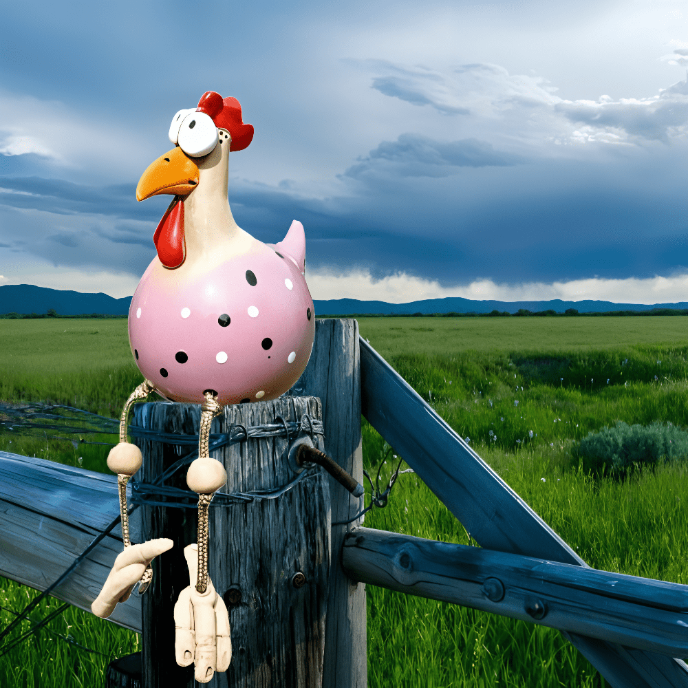 Garden Figurine – Weather-resistant resin, movable chickens for a playful garden decoration