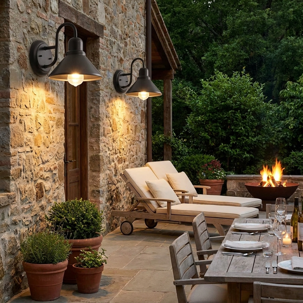 Black Metal Outdoor Wall Sconce Barn Shade Vintage Waterproof IP65 Patio Garden Home Decor - Stack & Clear 997