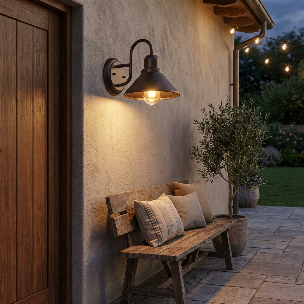 Black Metal Outdoor Wall Sconce Barn Shade Vintage Waterproof IP65 Patio Garden Home Decor - Stack & Clear 999