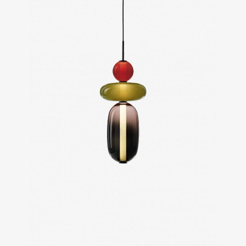 Suspension Verre Coloré Design - Lustre Luciole Boule Soufflée