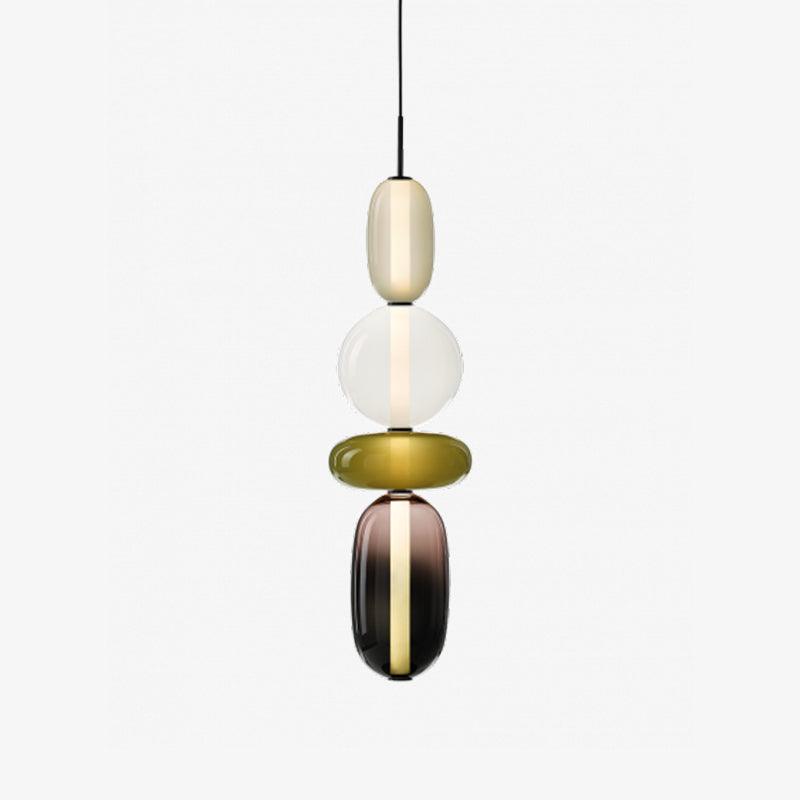 Suspension Verre Coloré Design - Lustre Luciole Boule Soufflée