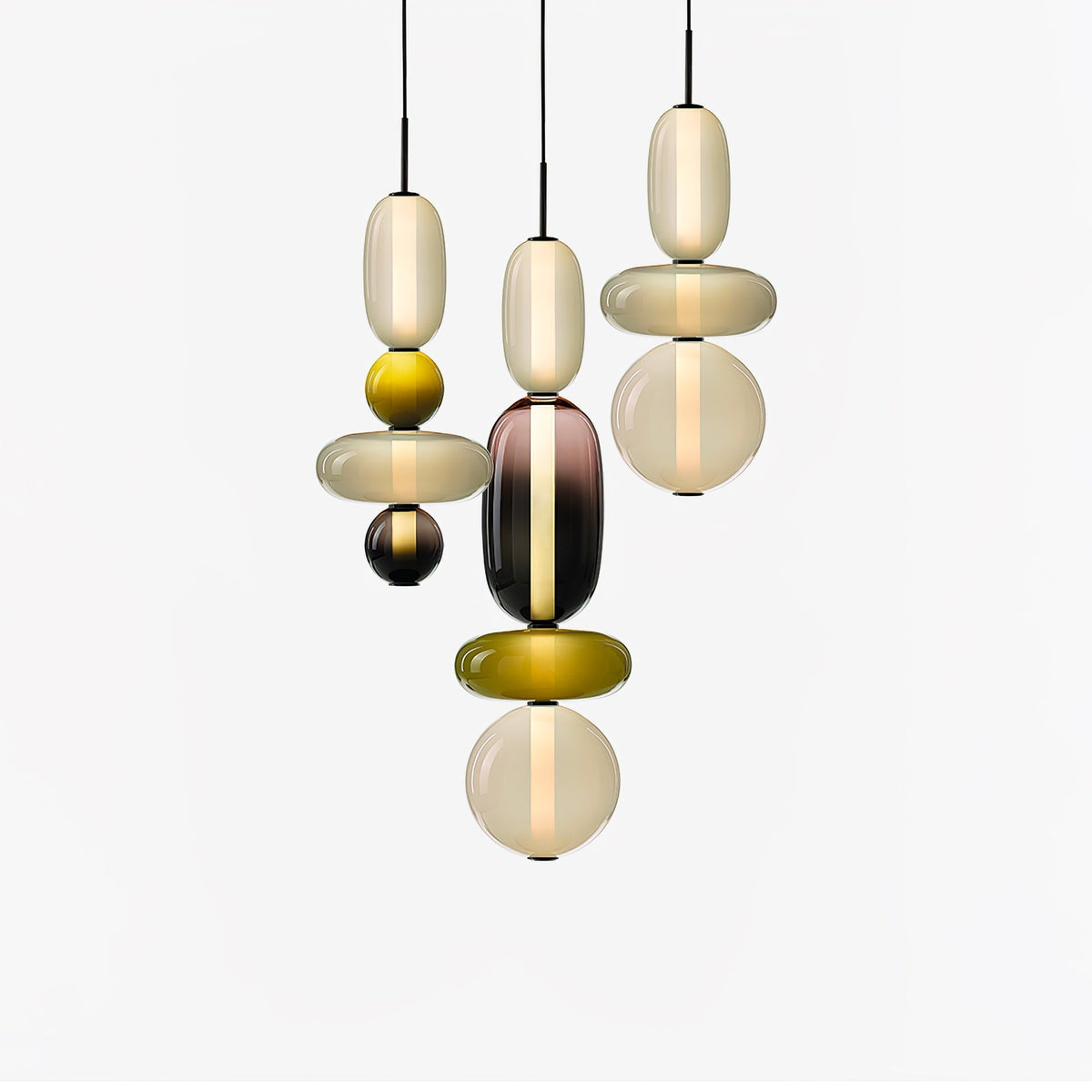Suspension Verre Coloré Design - Lustre Luciole Boule Soufflée