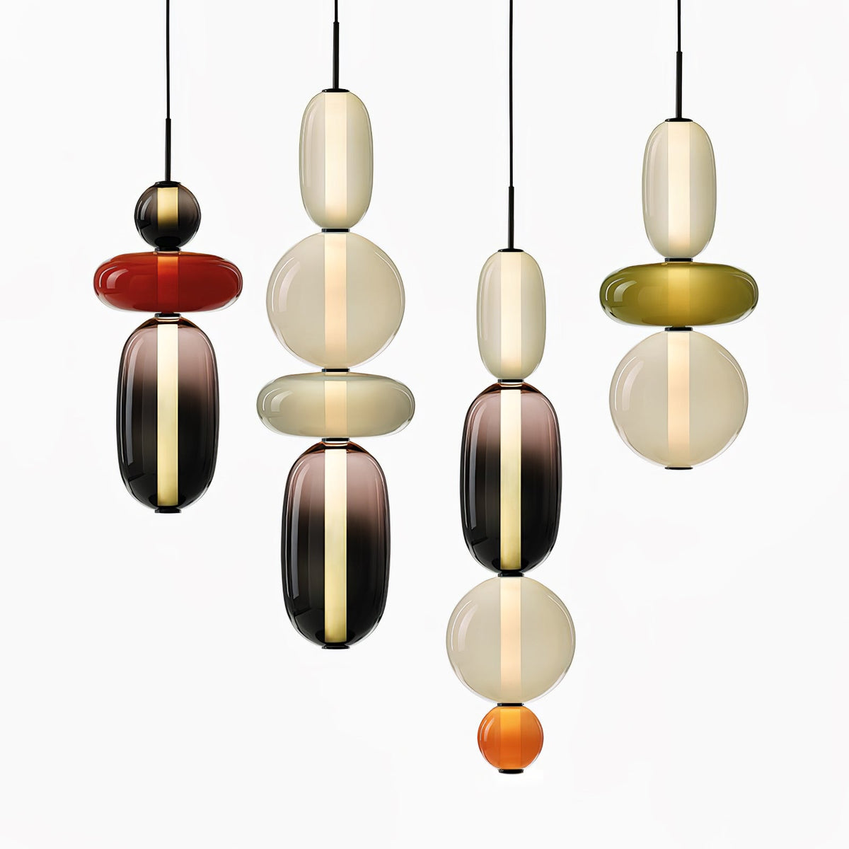 Suspension Verre Coloré Design - Lustre Luciole Boule Soufflée