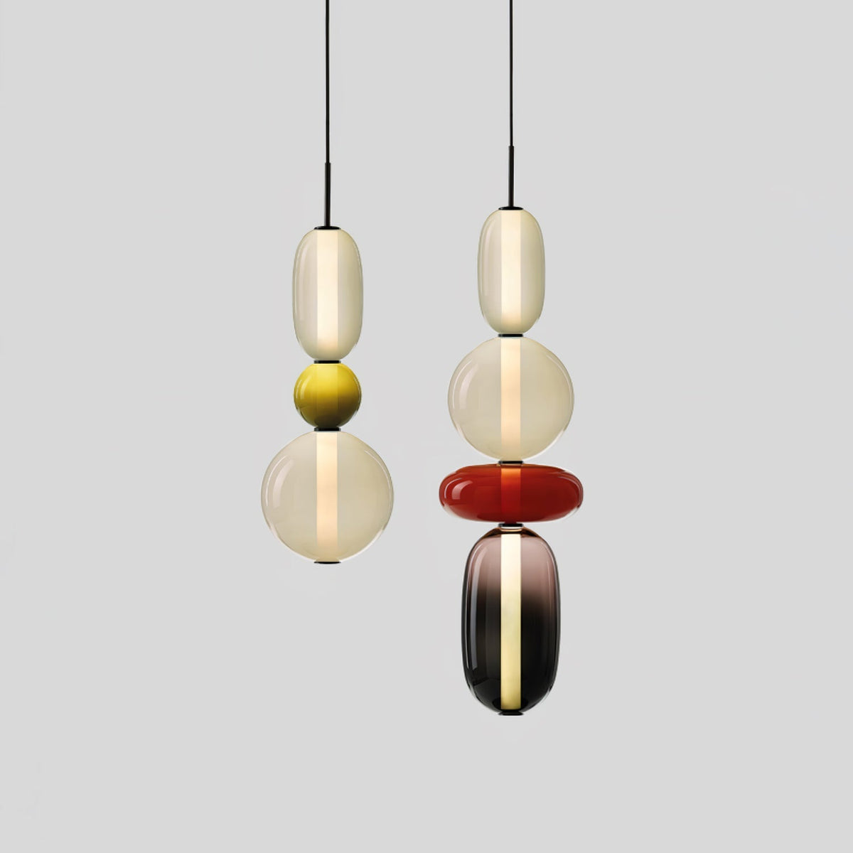 Suspension Verre Coloré Design - Lustre Luciole Boule Soufflée