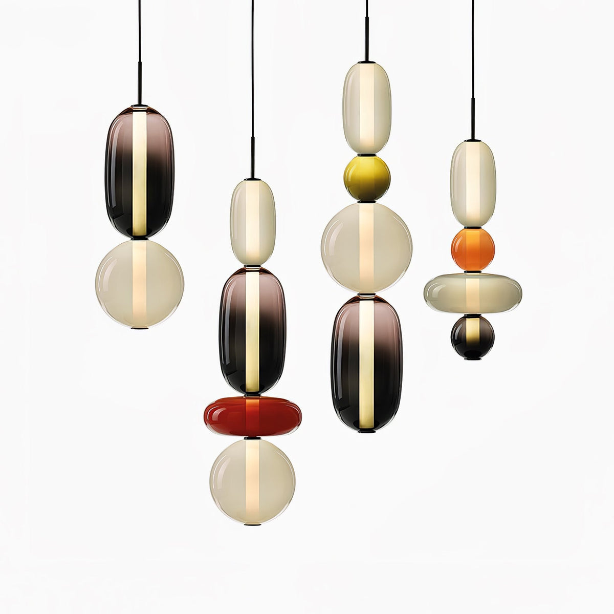 Suspension Verre Coloré Design - Lustre Luciole Boule Soufflée