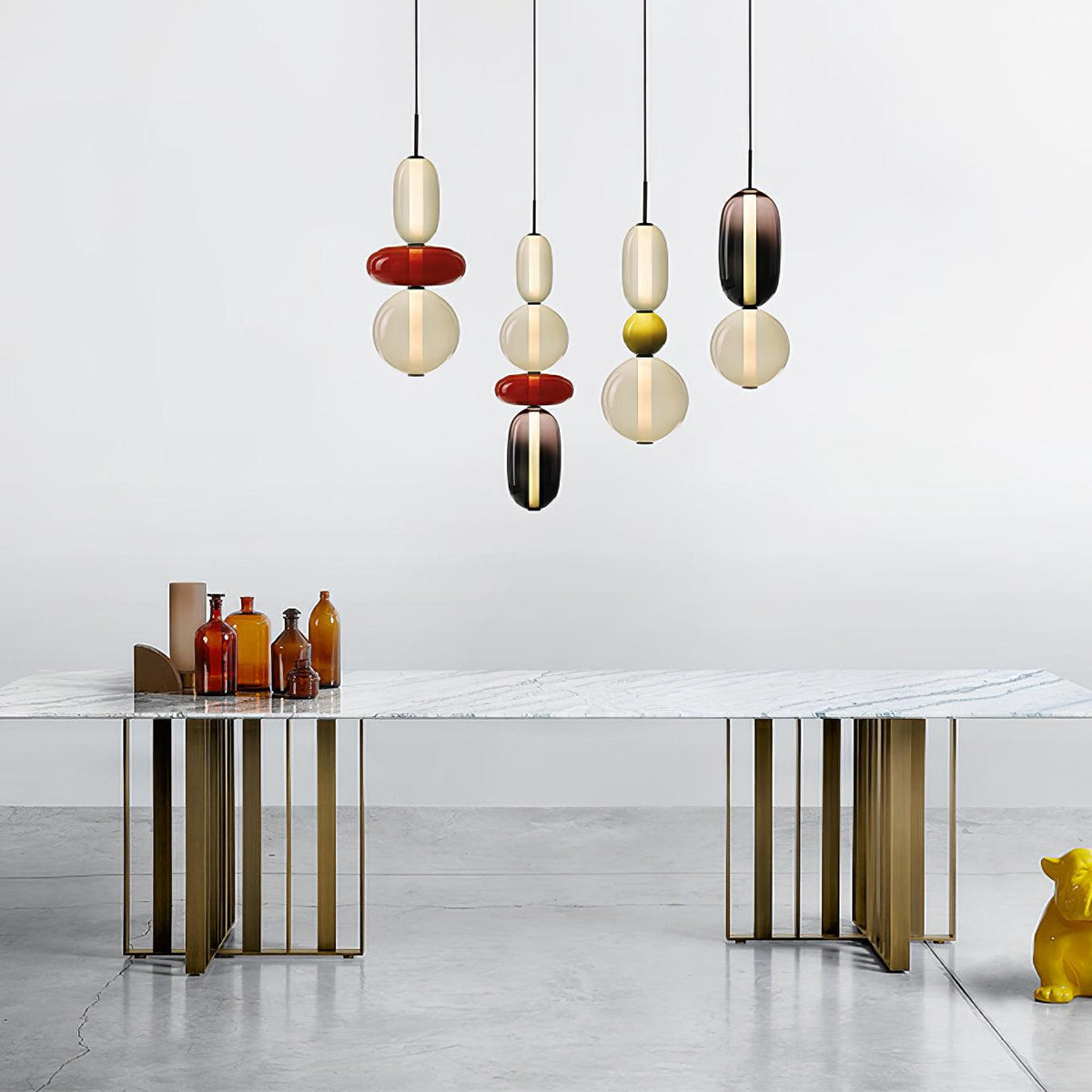 Suspension Verre Coloré Design - Lustre Luciole Boule Soufflée