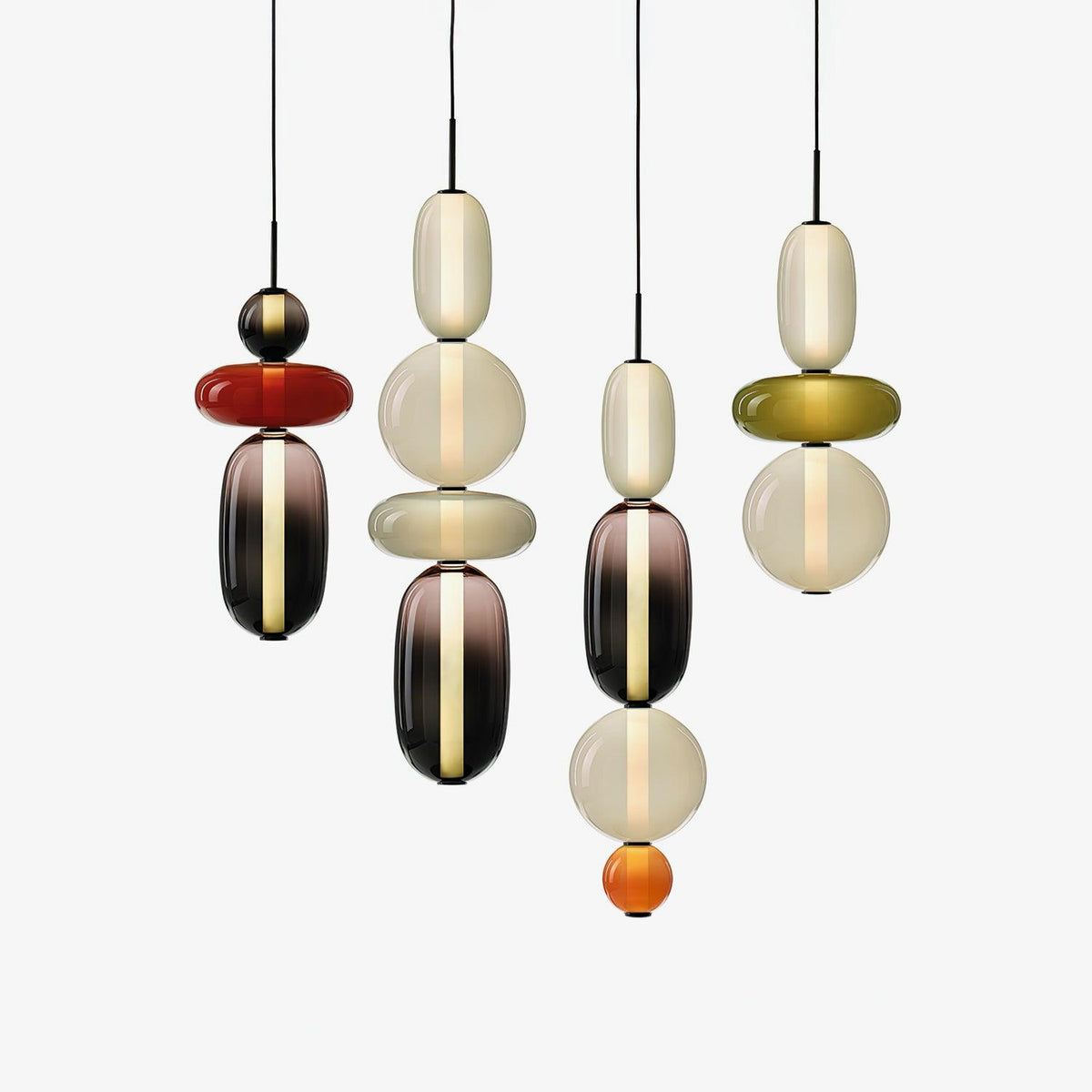 Suspension Verre Coloré Design - Lustre Luciole Boule Soufflée