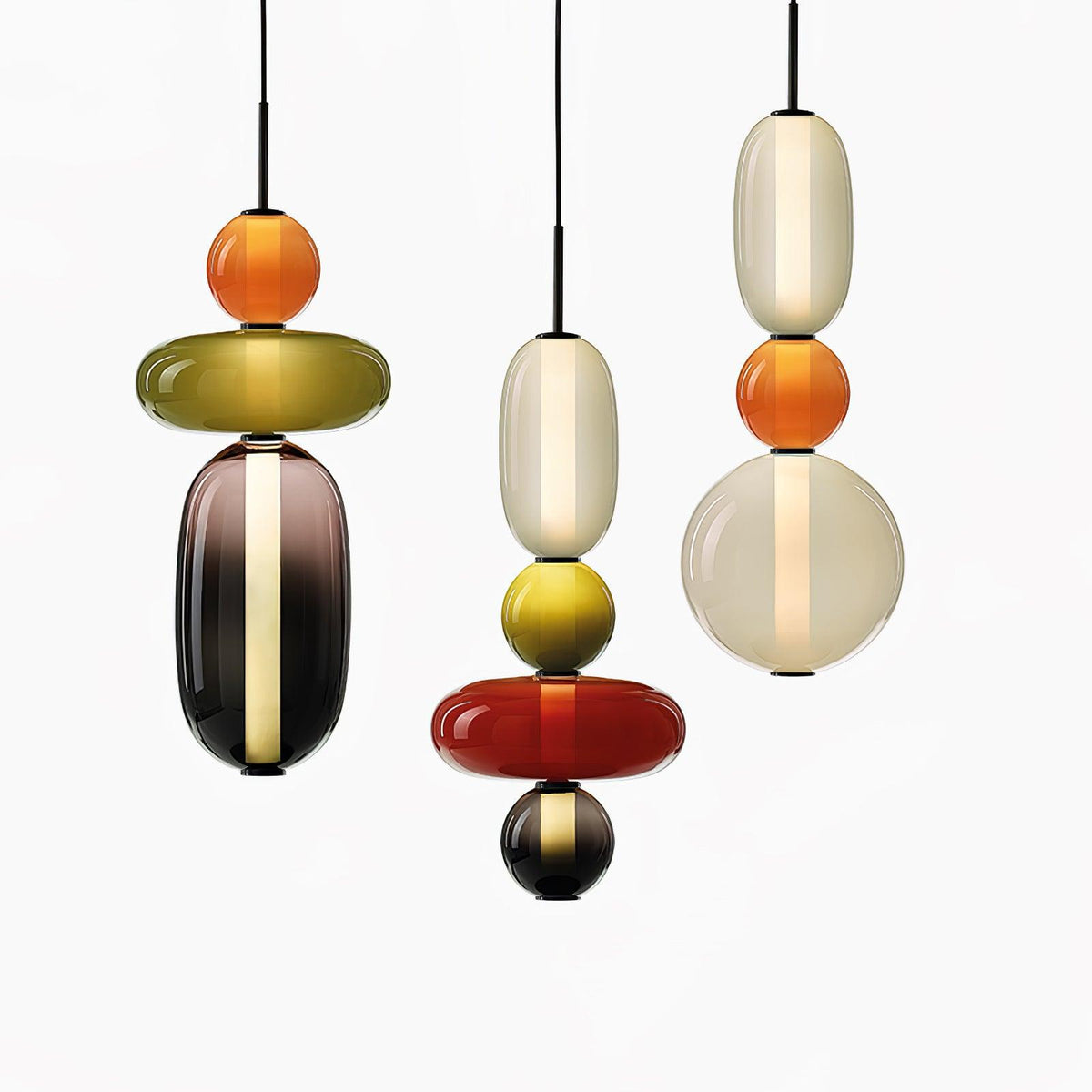 Suspension Verre Coloré Design - Lustre Luciole Boule Soufflée
