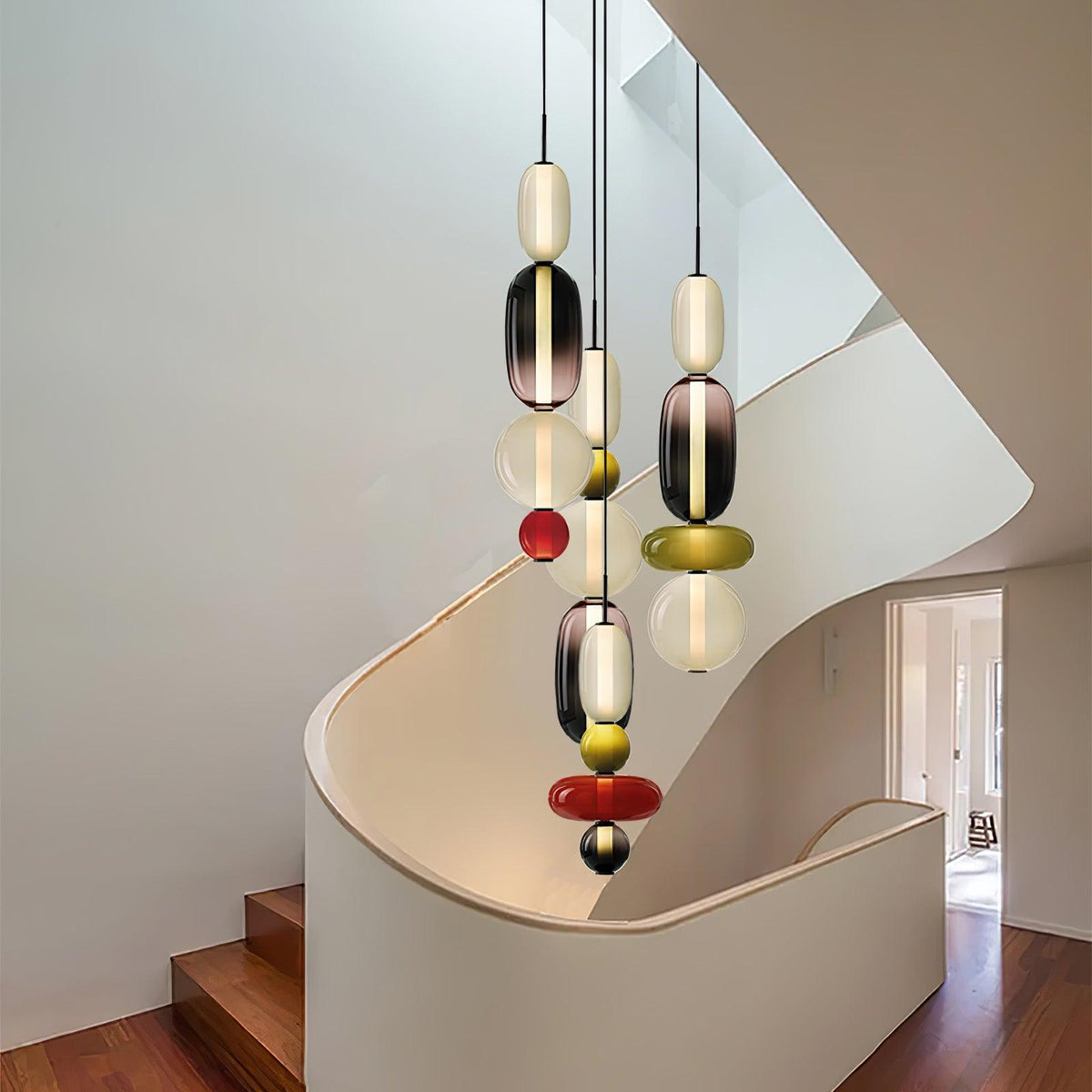 Suspension Verre Coloré Design - Lustre Luciole Boule Soufflée