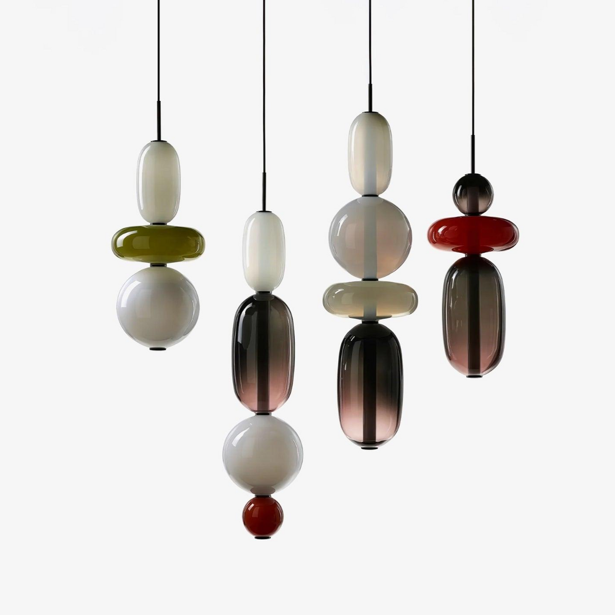 Suspension Verre Coloré Design - Lustre Luciole Boule Soufflée