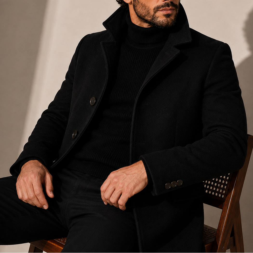 Manteau Homme Col Montant - Manteau d'Hiver Ajusté