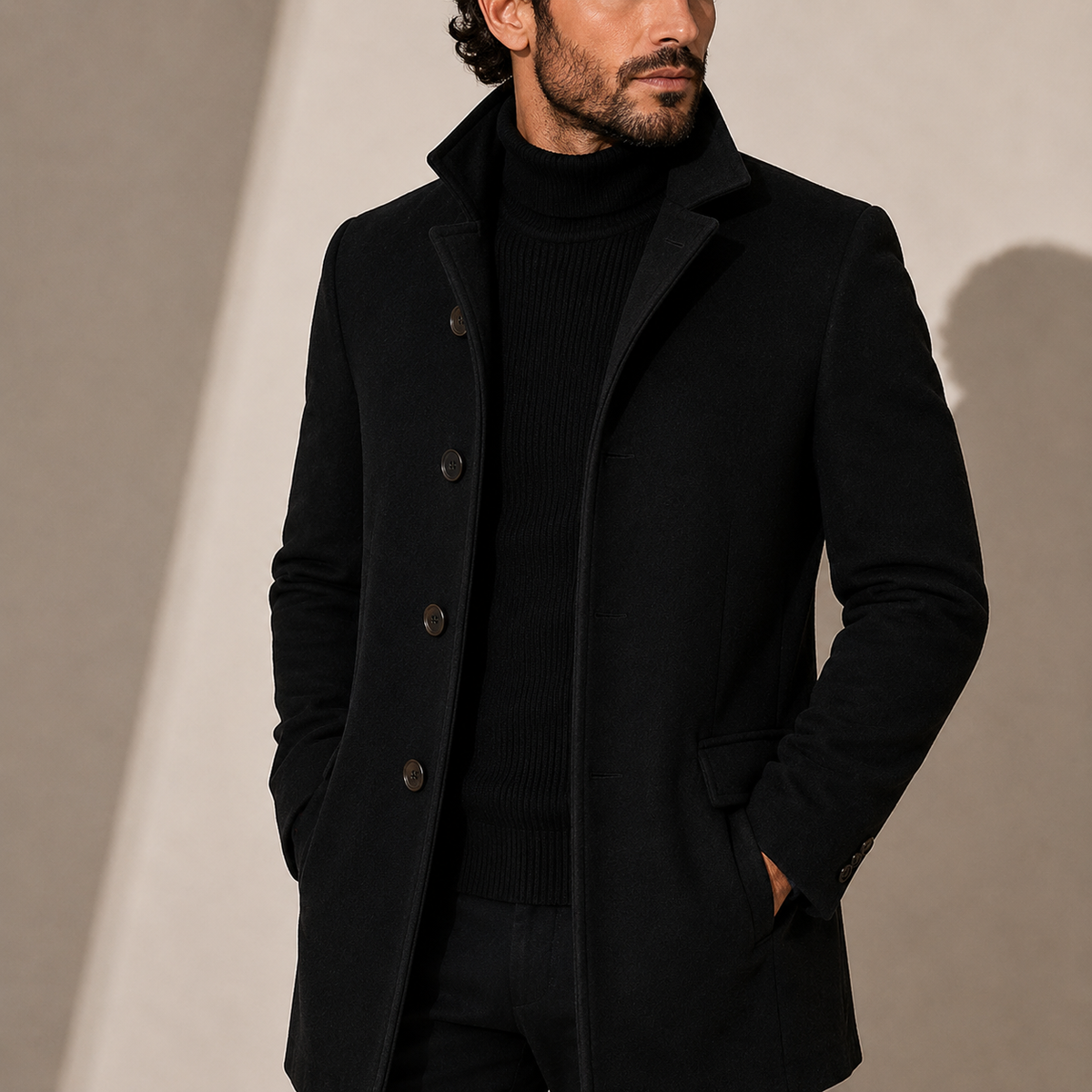 Manteau Homme Col Montant - Manteau d'Hiver Ajusté