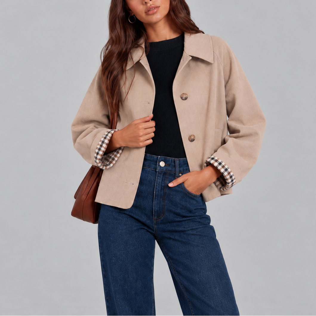 Trench Femme Court à Doublure Écossaise
