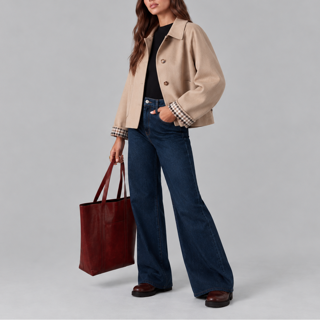 Trench Femme Court à Doublure Écossaise