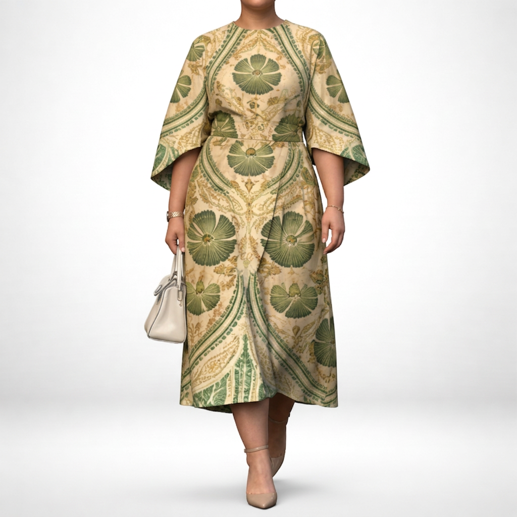 Robe Midi Femme Fleurie Vintage Taille Cintrée