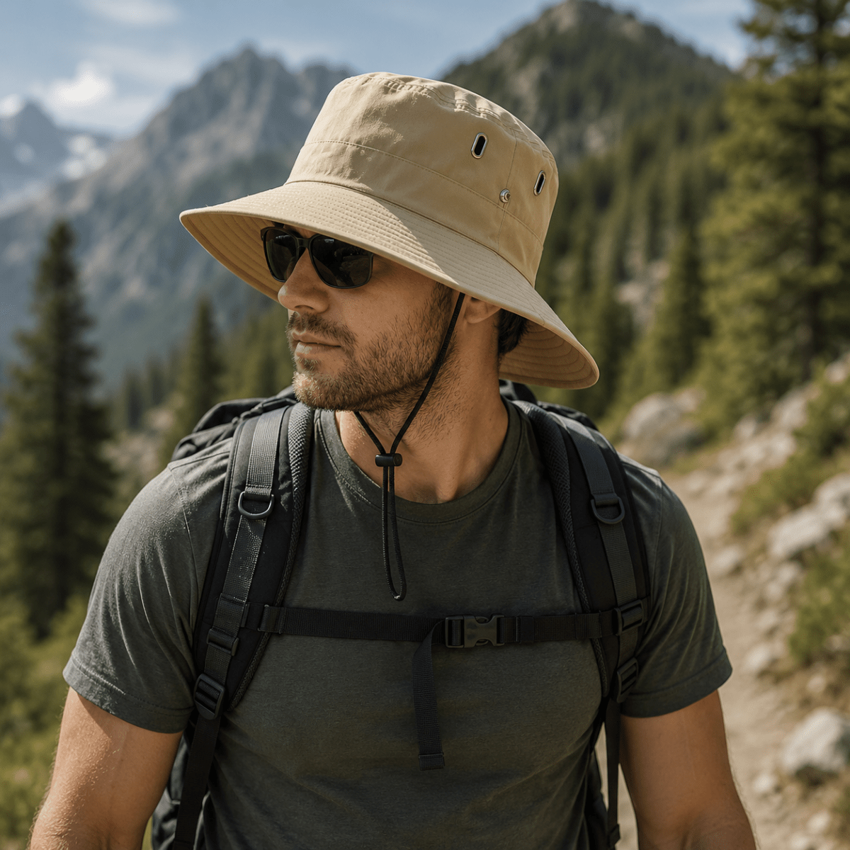 UV-Protective Adventure Hat – Lightweight, Breathable Material for Outdoor Activities Such as Hiking and Camping