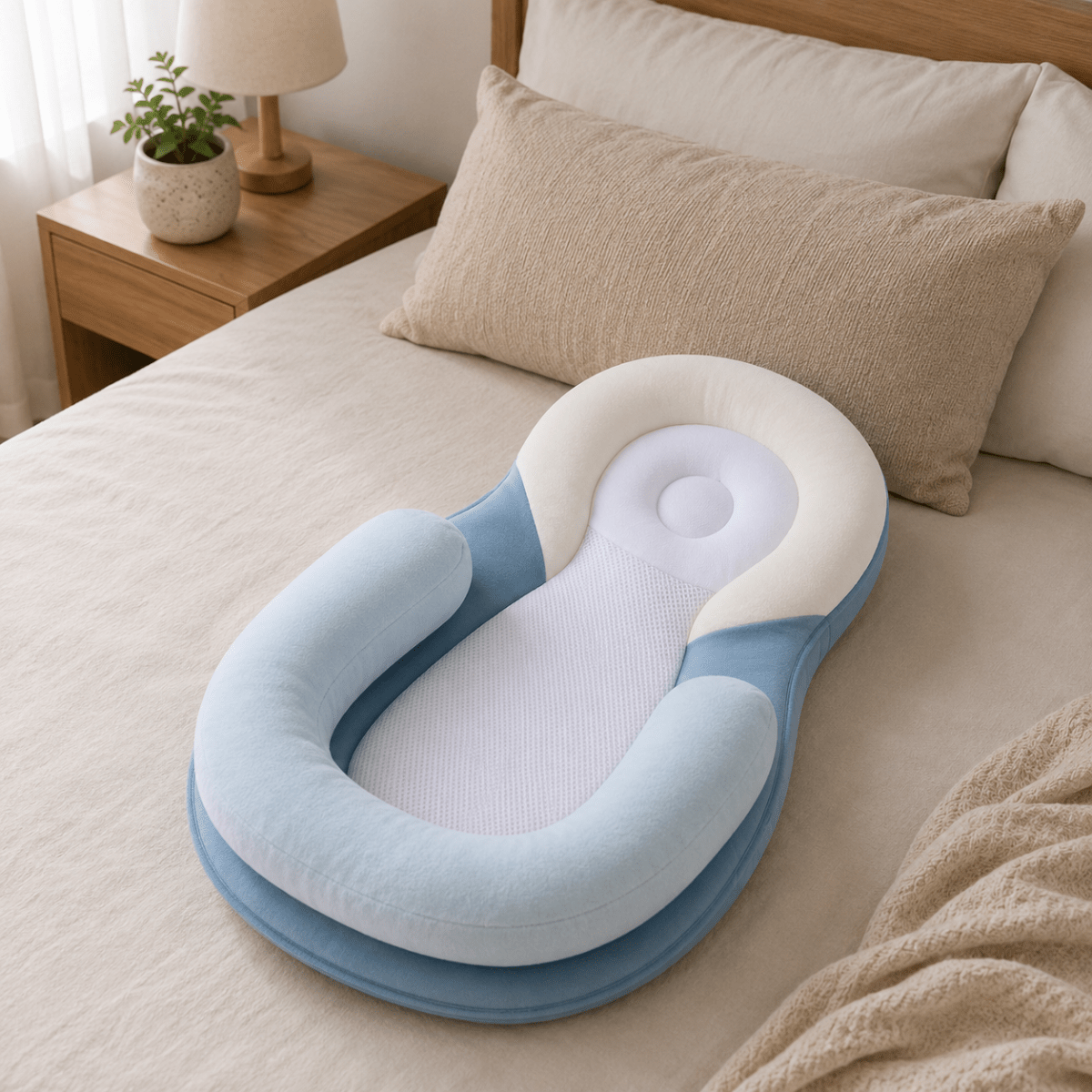 Ergonomic Baby Pillow – Gray-Brown or Gray-Green, a Soft and Supportive Pillow for Sleep or Rest