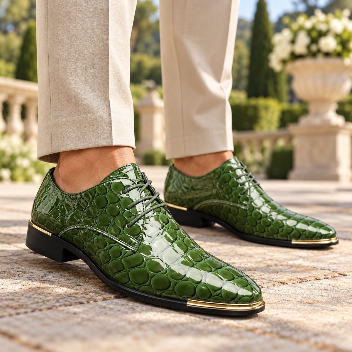 Chaussures de Ville Homme en Cuir Texturé à Lacets